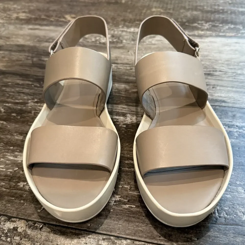 Vince Westport Platform Sandals Womens Size 9M Beige‎ Leather Minimalist NIB